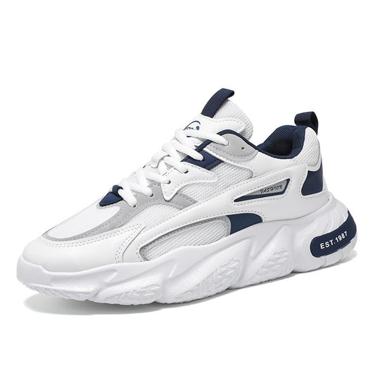 gray and blue sneakers